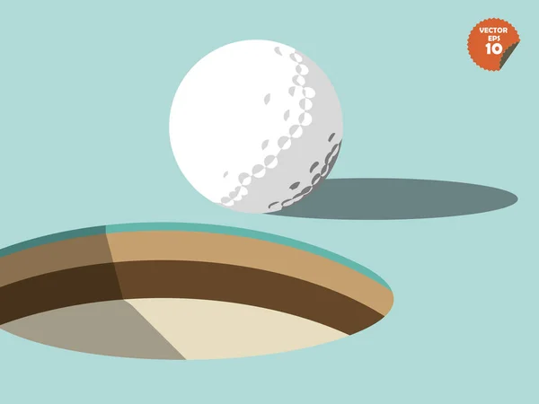 Pelota de golf en el borde del diseño del agujero, diseño del golf — Vector de stock
