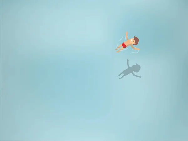 Красивий графічний дизайн людини, що плаває в прозорому морі — стоковий вектор