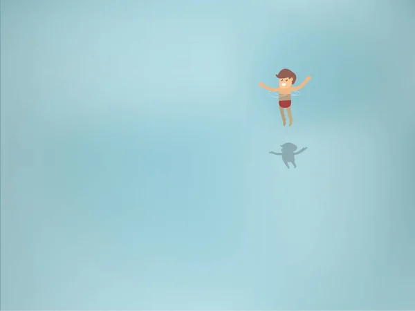 Belo design gráfico do homem flutuando no mar transparente — Vetor de Stock