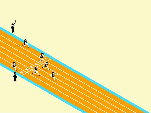 Schönes isometrisches Design der Leichtathletik auf der Laufbahn mit Kopierraum — Stockvektor