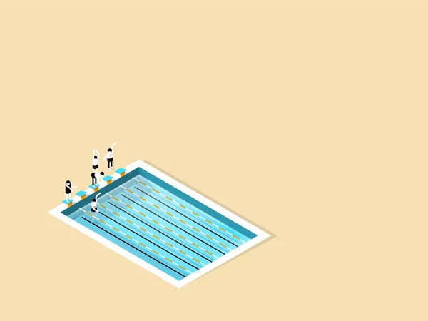 コピー スペース付きのスイミング プールの美しい等尺性デザイン — ストックベクタ