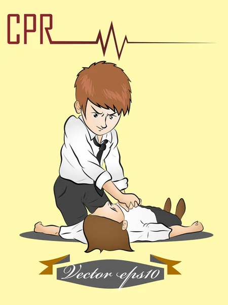 Man uitvoeren Cpr, illustratie vector van het ontwerp van Cpr — Stockvector