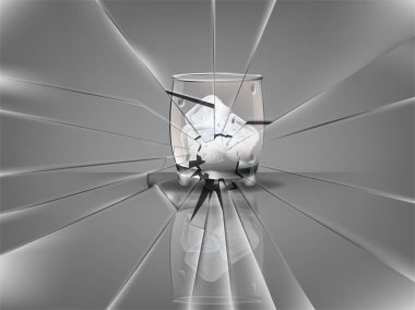 gerçekçi güzel viski cam cam sahne kırık buz küpleri vektör ile