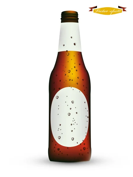 Vetor de design gráfico realista de garrafa de cerveja com água condensada —  Vetores de Stock