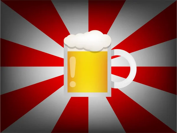 Vetro di birra su sfondo disegno raggio di sole — Vettoriale Stock