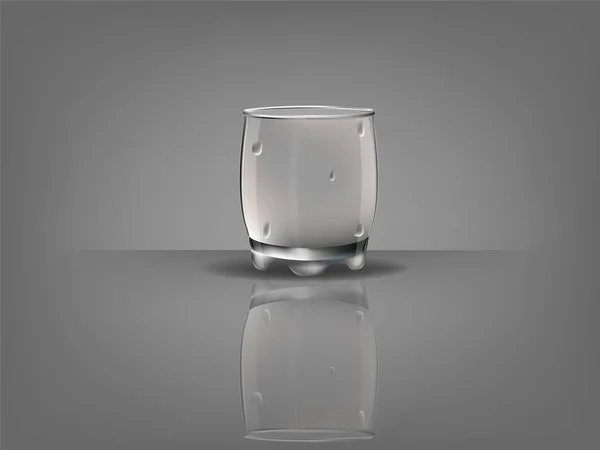 Vidrio de whisky hermoso realista con el vector de condensación de agua transparente — Vector de stock
