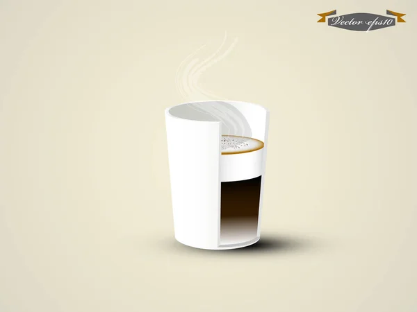 平面设计矢量的拿铁咖啡杯子在截面视图 — 图库矢量图片