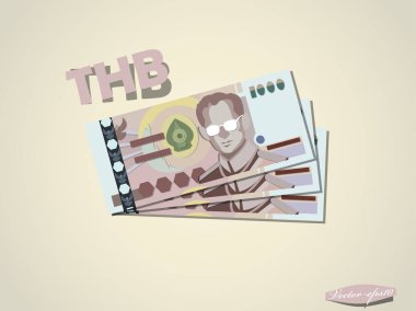 Thai baht money paper minimal vector graphic design clipart