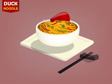 güzel tasarım vektör Çin duck erişte ve yemek çubukları