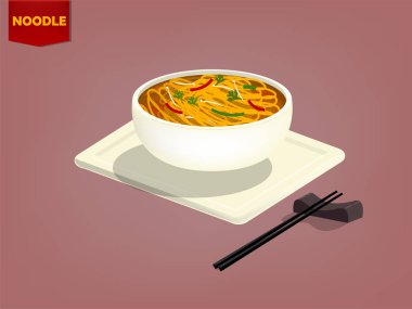 güzel tasarım vektör Çin noodle ve yemek çubukları