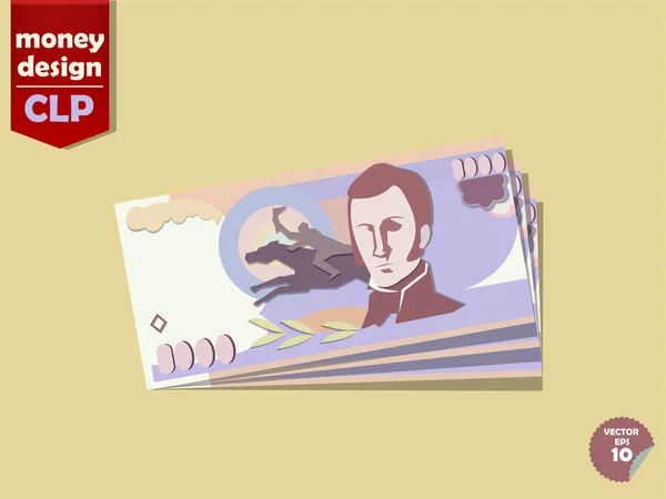 Peso chileno dinero papel vector diseño, chile dinero concepto — Archivo Imágenes Vectoriales