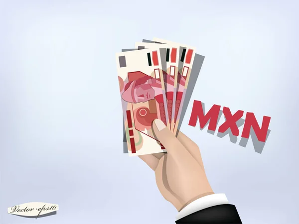 Meksika peso para el kağıt, el üstünde nakit