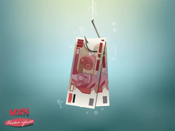 Para konsept illüstrasyon, Meksika peso para kağıt üzerinde balık kanca