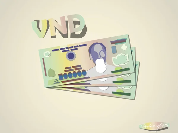 Vietnam dong dinero papel mínimo vector gráfico diseño — Archivo Imágenes Vectoriales