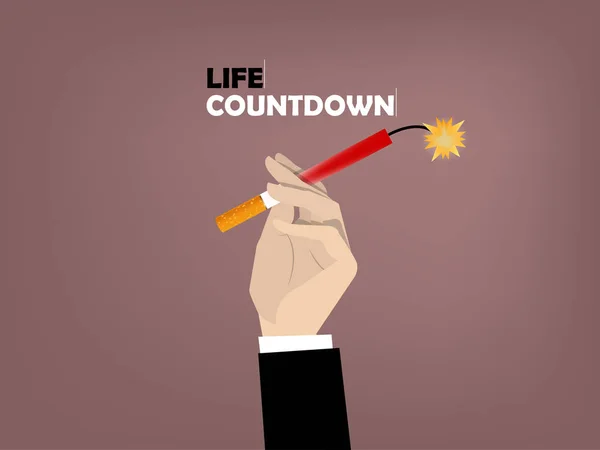 Mooi design conceptuele van hand hebt sigaret met tekst leven countdown — Stockvector