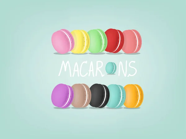 달 콤 하 고 화려한 macarons의 디자인 벽지 — 스톡 벡터