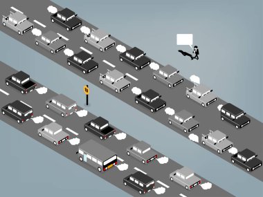 trafik, smartphone bağımlılığı vektör tasarım konsepti yürüyüş sırasında smartphone kullanarak iş adamı izometrik grafik tasarım