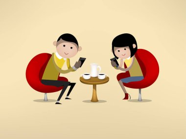 erkek ve kadın, akıllı telefon bağımlısı kavramı kalma sırasında smartphone kullanıyorsanız