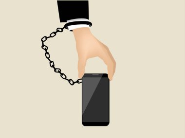 bağımlılığın smartphone, smartphone ile Zincirli el güzel grafik tasarım