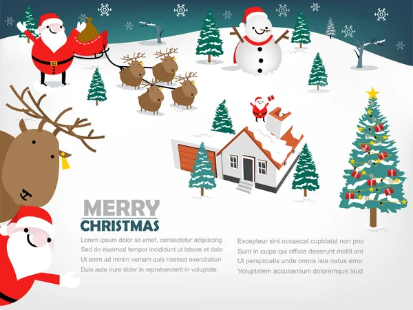 Schöne Info-Grafik von Weihnachten, Info-Grafik von Weihnachten besteht aus Weihnachtsmann, Rentier, Schneemann, Weihnachtsbaum, Kamin, Winter, Geschenk — Stockvektor