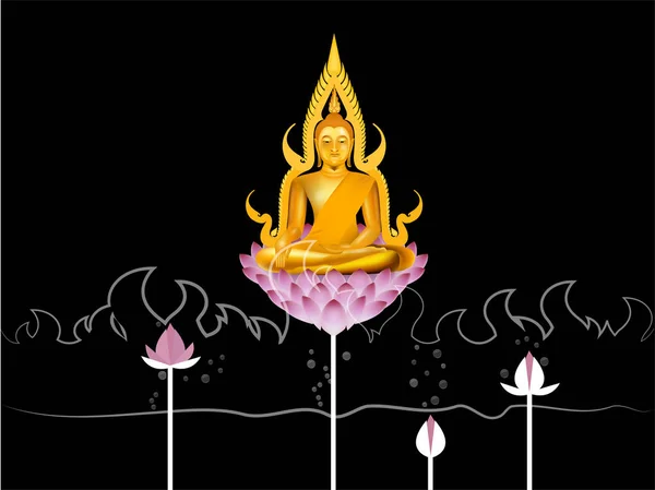 Diseño gráfico realista de buddha, diseño de concepto de nirvana en el budismo — Vector de stock