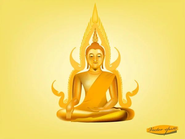 Diseño gráfico realista vector buddha sobre fondo amarillo — Vector de stock