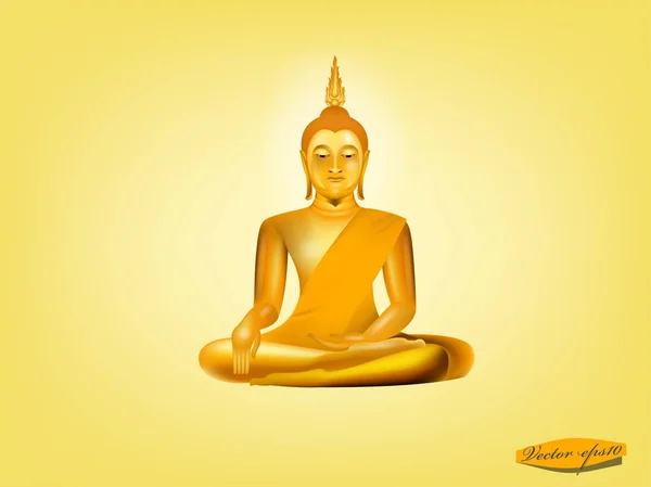 Realistic graphic design vector buddha on yellow background — Stock Vector