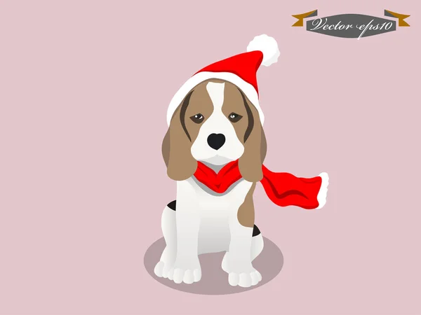 Graphic design vector of beagle dog dress santa claus suit — Stock Vector