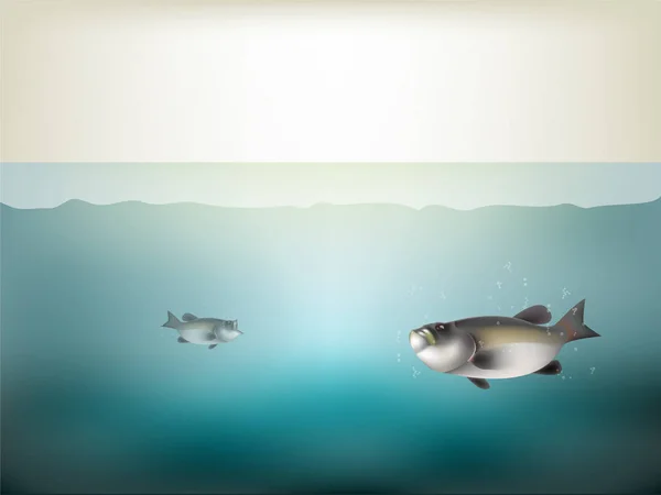Όμορφη ρεαλιστική γραφικού σχεδιασμού των ψαριών στη θάλασσα κάτω από το νερό — Διανυσματικό Αρχείο