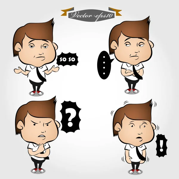 Diseño gráfico ilustración vector de lindo hombre de negocios de dibujos animados carácter emoción conjunto — Vector de stock