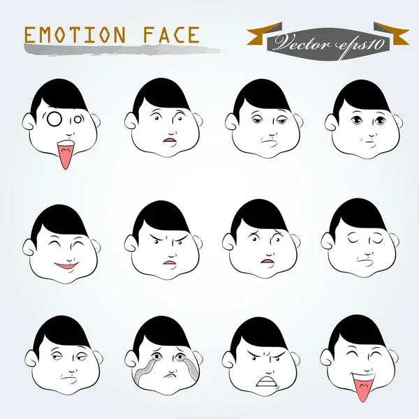 Little girl scared face expression, set of cartoon vector