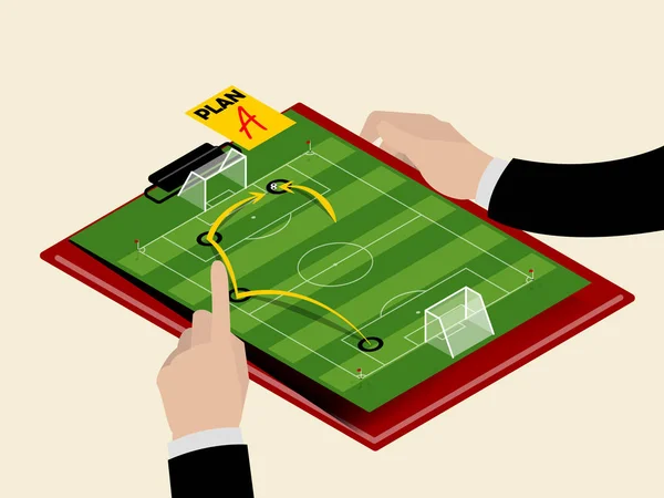 Графический дизайн векторная концепция футбольного плана в изометрическом стиле, концепция планирования футбола — стоковый вектор