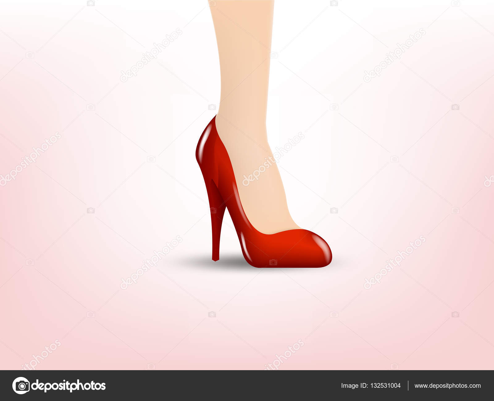 Hermoso diseño de ilustración de de zapato de tacón rojo sobre fondo