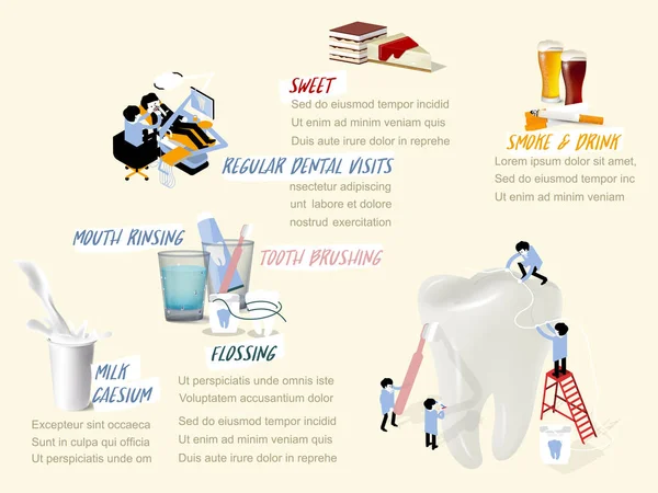 Info gráfica cómo obtener una buena salud dental, concepto de diseño gráfico del procedimiento cómo obtener una buena salud dental — Archivo Imágenes Vectoriales