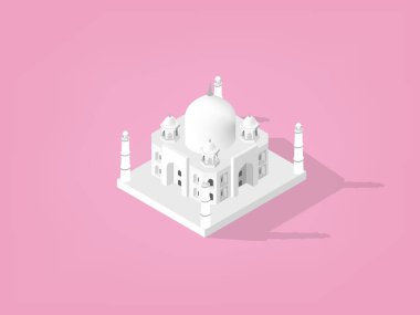 illüstrasyon vektör izometrik tasarım konsepti Taj Mahal, Hindistan