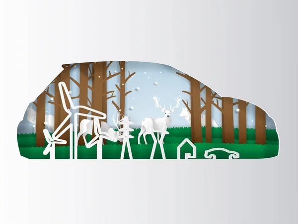 Illustratie Vector Concept Van Eco Auto Eco Wereld Natuur Milieu — Stockvector