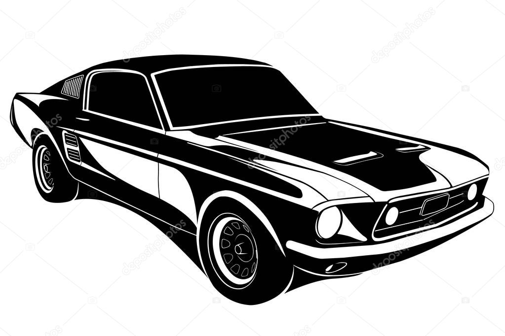 Black Retro Car.