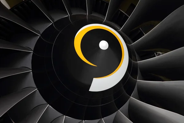The fan of a modern aircraft engine. — Stock Photo, Image
