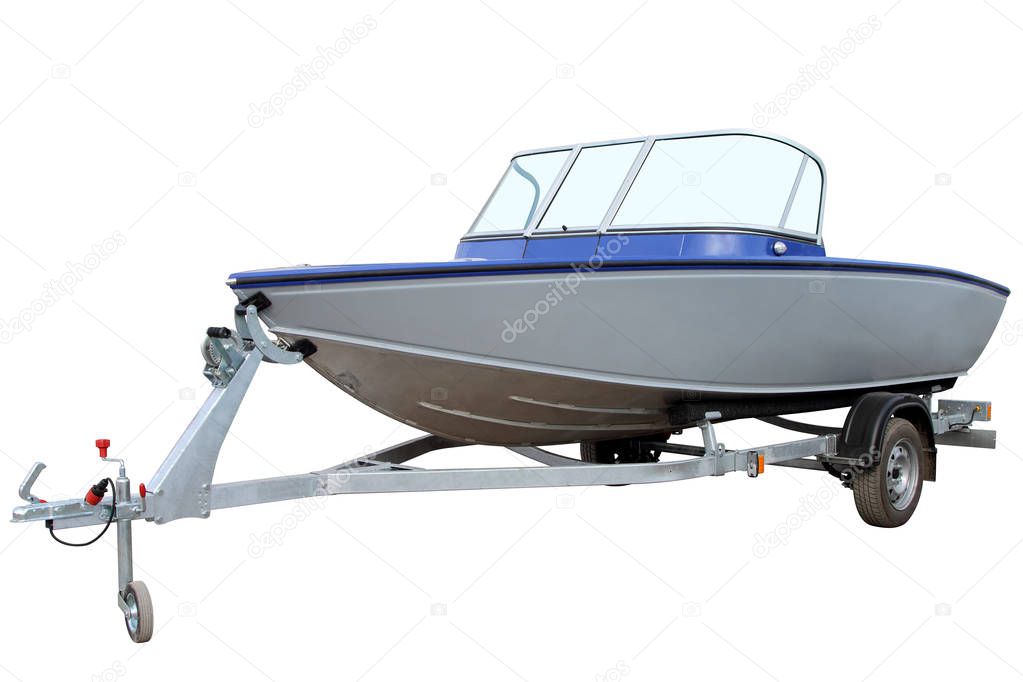 Blue motor boat.
