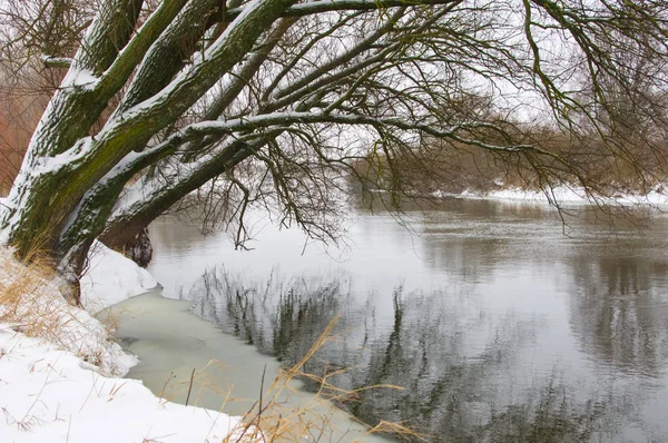 Flod i vintersäsongen — Stockfoto