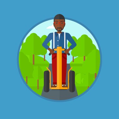 Adam elektrikli scooter vektör illüstrasyon sürüş.