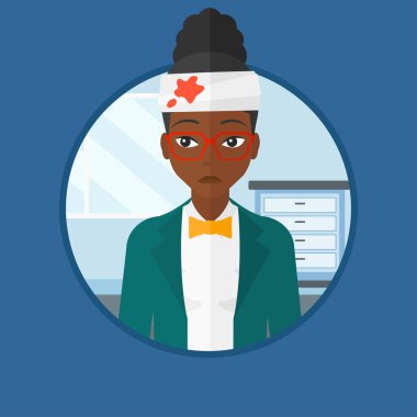 Kadınla baş vektör çizim yaralı.