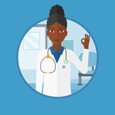 Doktor gösteren ok işareti illüstrasyon vektör.