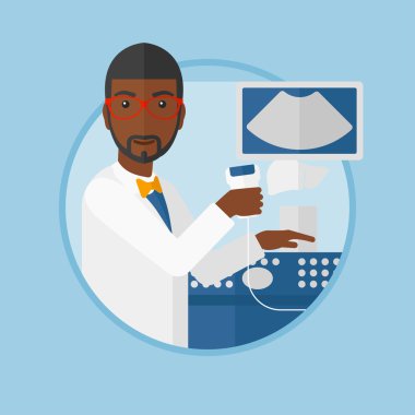 Erkek ultrason doktor vektör çizim.