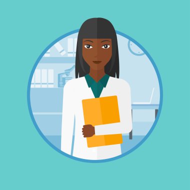 Doktor tıbbi ofis dosyası ile.