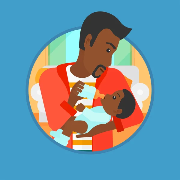 父摂食赤ちゃんベクトル図. — ストックベクタ