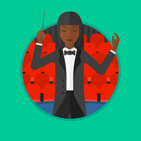 Conductor directing with baton vector illustration