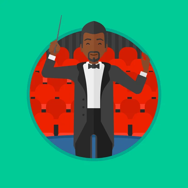 Conductor dirigiendo con ilustración vectorial de bastón — Vector de stock