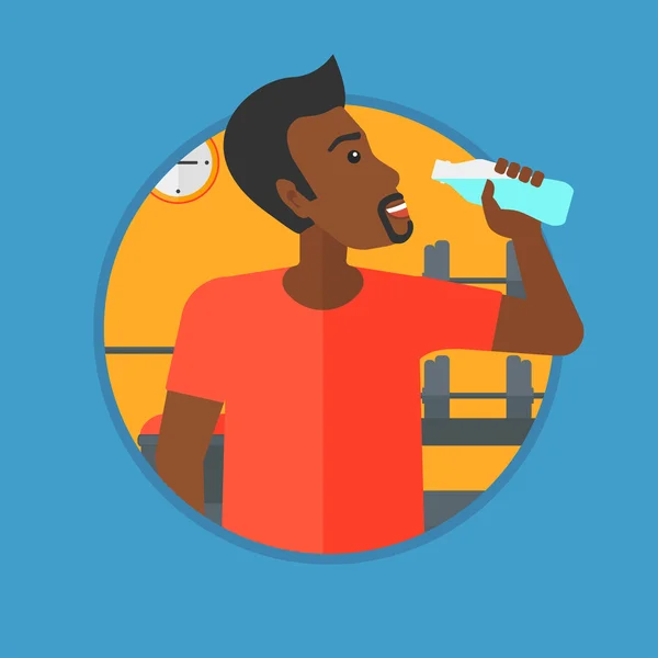 Homem esportivo beber água vetor ilustração . — Vetor de Stock
