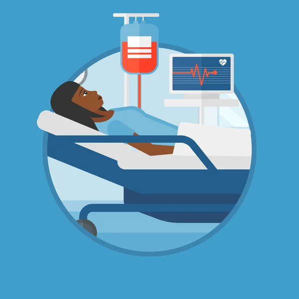 Woman lying in hospital bed vector illustration. — Stock Vector